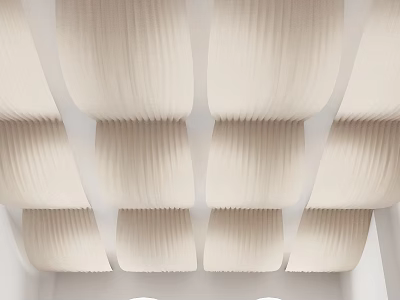 Elegant Continuous Pleated Ceiling Drapery Design With Soft White Fabric And Smooth Curves For Modern Interior Spaces 3d model