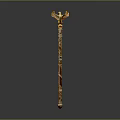 Golden Eagle Headed Scepter Sculpture With Intricate Patterned Design And Ornate Details