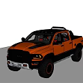 Orange Off Road Pickup Truck With Roof Rack And Large Wheels Design