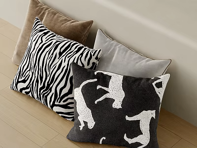Animal Print Decorative Pillows With Zebra Stripes And Leopard Patterns For Modern Home Decor 3d model