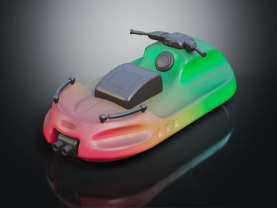 Colorful Green Red Gradient Vehicle with Black Seat Handlebars and Streamlined Design 3d model
