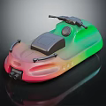 Colorful Green Red Gradient Vehicle with Black Seat Handlebars and Streamlined Design