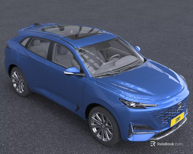 Blue Mid Size SUV With Panoramic Sunroof And Sleek Design 3d model 