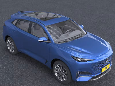 Blue Mid Size SUV With Panoramic Sunroof And Sleek Design 3d model