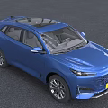 Blue Mid Size SUV With Panoramic Sunroof And Sleek Design