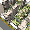 Modern Residential Area With High Rise Buildings Green Spaces And Central Plaza