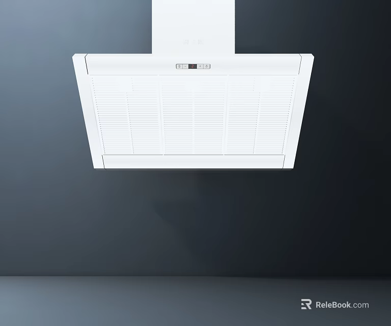 Gypsum Cornice Decorated Modern Kitchen Wall With White Range Hood And Dark Background 3d model 