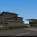Multi Story Modern Building Exterior With Windows Greenery Street And Pedestrians