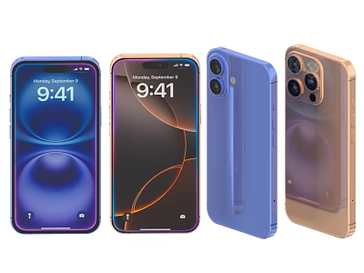 Latest Smartphones With Various Colors Front Screens And Rear Camera Design 3d model