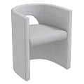Modern Beige Leather Leisure Chair With Curved Armrest And Arched Backrest