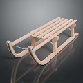 Elderly Person Enjoying Winter Outdoor Activity With Wooden Sled