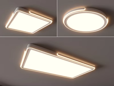 Modern square rectangular and round ceiling lights with sleek LED lighting design for home 3d model