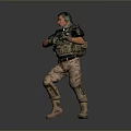 3D Male Character Design With Tactical Vest And Headphones In Action Pose