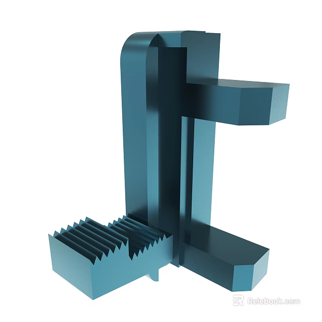 Blue 3D Geometric Industrial Component With Abstract Mechanical Structure Design 3d model