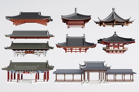 Chinese Corridor Eaves Roof Tile Pavilion Corridor 3d model