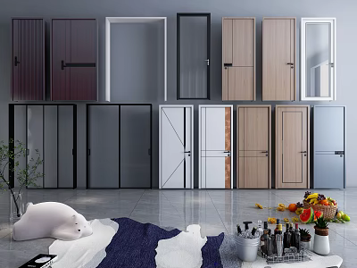 Modern Hinged Doors With Various Materials And Stylish Designs For Home Interior 3d model