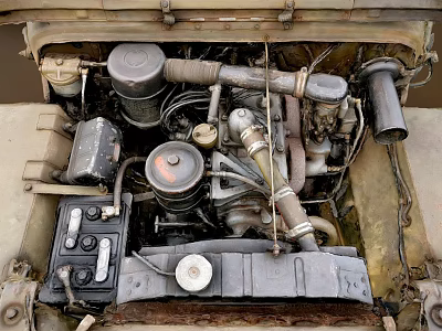 Vintage Old Engine Compartment Featuring Rusty Mechanical Parts And Metal Components 3d model