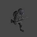 A Man Wearing Camouflage Uniform Gas Mask And Helmet Holding Rifle In Night Setting
