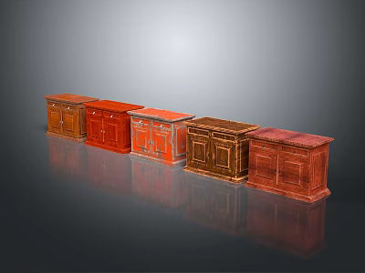 Stylish Console Cabinets And Side Cabinets With Various Colors Different Designs For Display And Storage 3d model