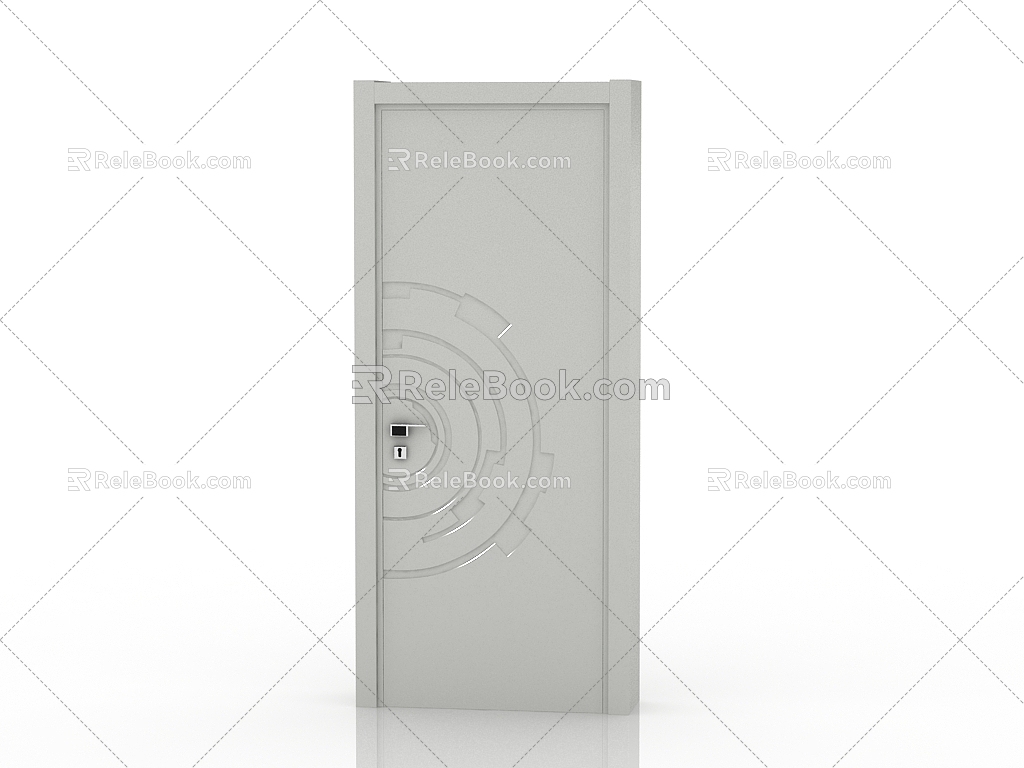 Modern solid wood door interior door door 3d model