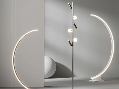 Modern Arc Floor Lamp With Multiple Globe Lights And Sleek Metal Structure 3d model