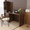 Desk and Chair Combination Vase Flora Floor Lamp Laptop Bookcase 3d model