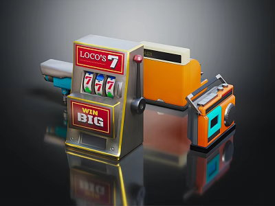 Tiger Themed Slot Machine Featuring Loco7 Symbol And Win Big 3d model