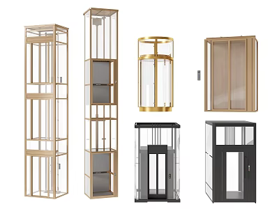 Modern Elevator Designs With Glass Panels Metal Frames And Various Color Options 3d model