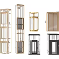 Modern Elevator Designs With Glass Panels Metal Frames And Various Color Options 3d model