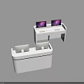 Modern White Curved Reception Desk With Desktop Monitors And Sleek Design