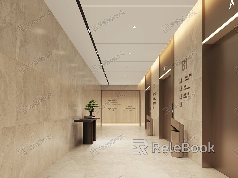 Office Building Company Elevator Hall Corridor model