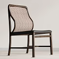 Modern Wooden Dining Chair With Woven Backrest Black Seat And Minimalist Design
