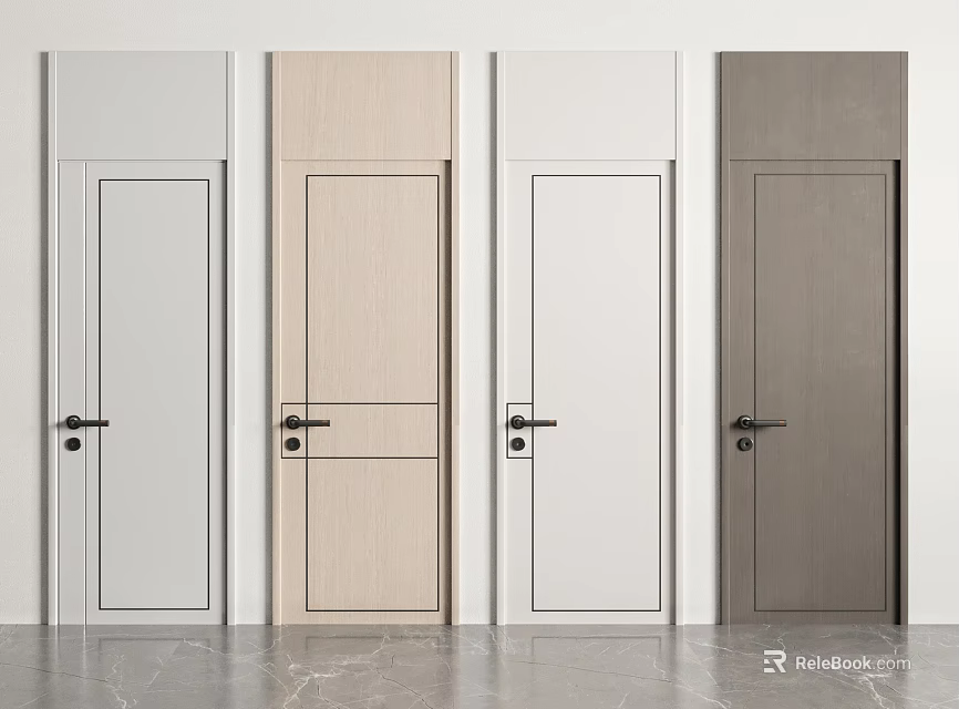 Modern Swing Doors With Various Colors And Designs 3d model