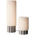 Modern Floor Lamp With Ribbed Fabric Shade And Gray Base 3d model