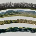 Natural Scenic Background Wall Design With Trees Hills And Open Fields View
