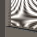 Light Colored Venetian Blinds Covering Window With Dark Sill In Bright Interior Room
