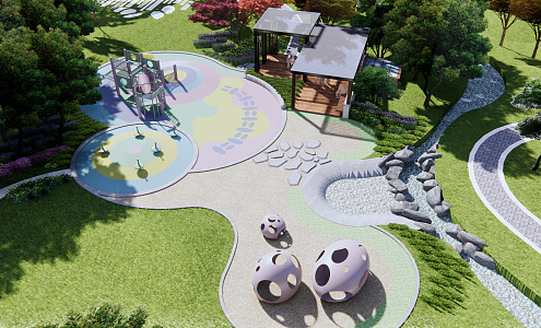 Modern Amusement Park Children's Park Landscape 3d model