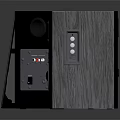 Black Wooden Texture Electronic Speakers With Front Control Knobs Interface And Open Cover Design 3d model