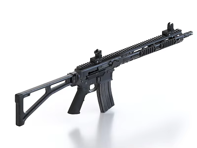 Black Tactical Rifle With Modern Design Rail System And Magazine Features 3d model Black Tactical Rifle With Modern Design Rail System And Magazine Features 3d model