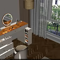 Modern White Dressing Table With Gold Framed Mirror Glass Top Multiple Drawers And Stool