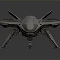 Futuristic Spacecraft 3D Model With Dual Circular Thrusters And Landing Gear