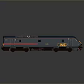 GNER Dark Blue Train with Yellow Front Red Stripe and Logo Design 3d model