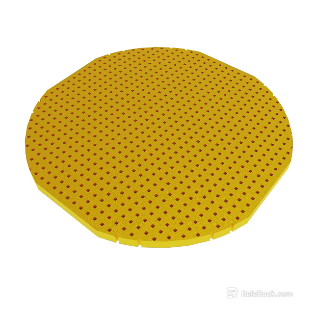 Yellow Circular Perforated Mat With Small Holes For Non Slip Surface 3d model 