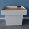 Modern Functional Desk With White Body Wooden Top And Side Ventilation Holes