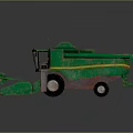 Green Agricultural Combine Harvester With Front Reaping Mechanism And Operator Cab Wheels
