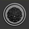 Metallic Sphere With Intricate Detailed Texture On Circular Polished Base Decorative Object