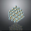 3D Geometric Sculpture Composed Of Blue White Triangular Prisms With Reflective Surface