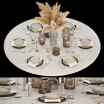 Modern Tableware Combination Dining Tableware Glass Drink 3d model