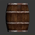 Vintage Wooden Barrel With Metal Hoops For Home Storage And Decor