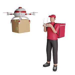 Modern courier man cartoon courier 3d model